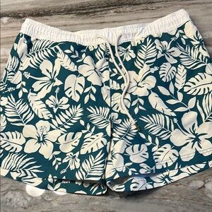 NWT American Eagle shorts Hawaiian shorts Floral Teal and White Women's Sz M
